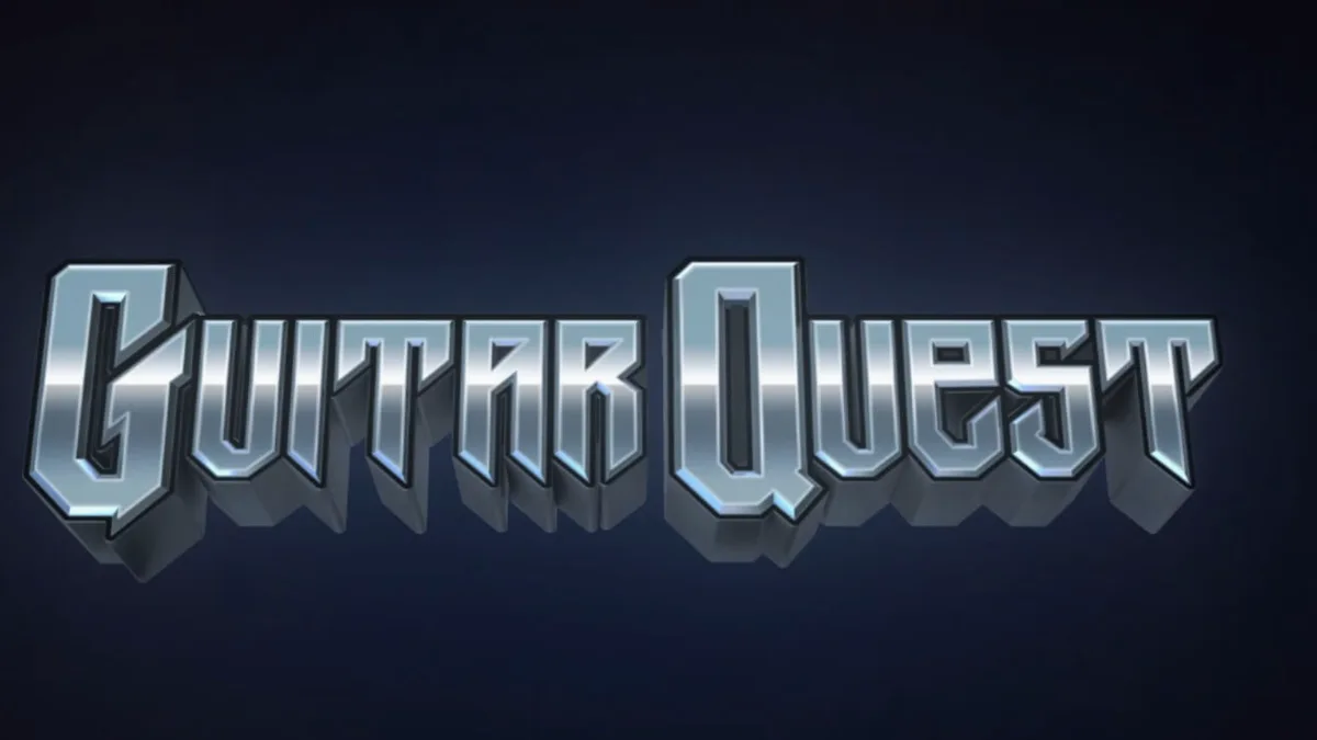 Tampilan visual slot Guitar Quest dengan tema garasi rock
